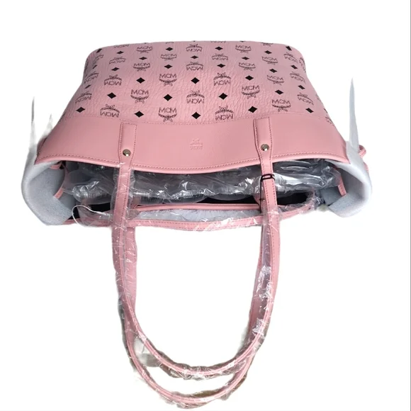 🔥SOLD🔥 🆕️🪷MCM🪷 MDSoft Pink Aren Shopper Tote Bag w/ Matching Pouch Clutch - Picture 12 of 17